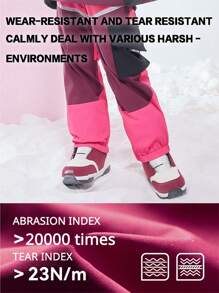 VECTOR MOTION Reflective Ankle Ski Pants, Waterproof, Windproof, Warm, Breathable, Thermal Lined, Outdoor Skiing Gear Ski Outfits Pink Winter Sports - Pink - View 4