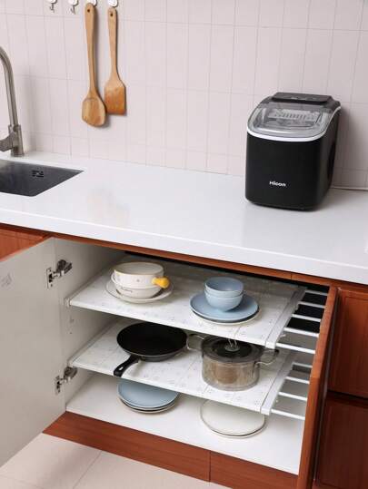 1pc Cabinet Nadd-Free Retractable Storage Divider Kitchen Partition Board Dormitory Cabinet Cabinet Tiered Shelf Bathroom Shelf