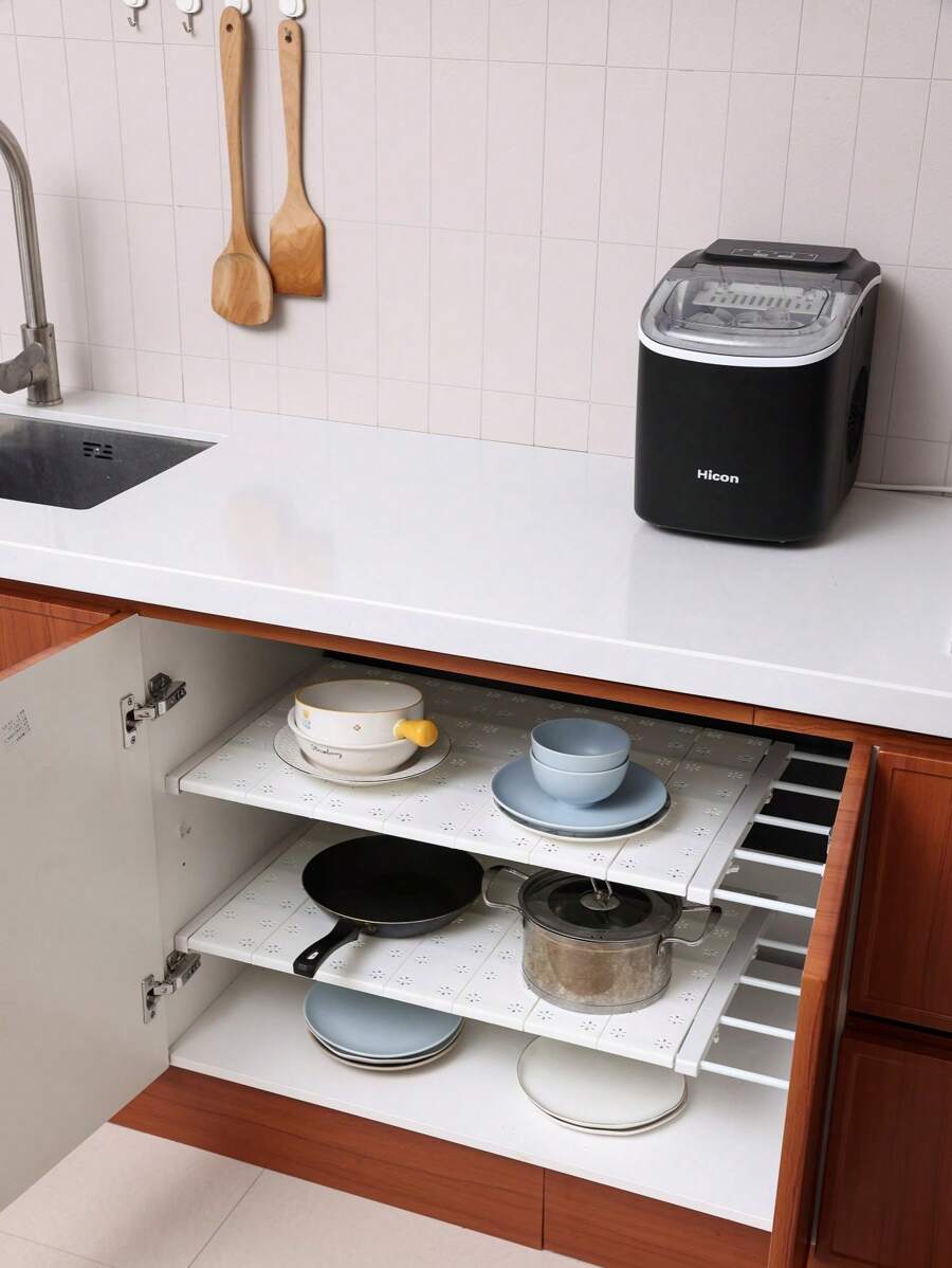 1 pieza Divisor de almacenamiento retráctil sin olores para armarios, mueble de partición de cocina, estantería en capas para dormitorio, estantería de baño - Multicolor - Ver 1