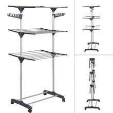 Etendoir pliable à linge vêtements, Séchoir inox sur 3 niveaux avec roulettes, Séchage pour Usage Intérieur 72x56x152 cm, Cadeau pour homme femme Noël, Nouvel An, Festivals