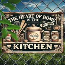 8"X12" Vintage Metal Sign "The Kitchen Is The Heart Of The Home" - Waterproof Dustproof Wall Decor, Suitable For Kitchen, Dining Room, Bar, Cafe, Garage Decoration,Home Decor ,Room Decor,Wall Decor Gifts Birthday Graduation Kitchen Decor - Multicolor - View 9
