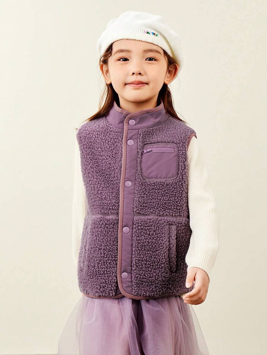 mini bala Chaleco de forro polar antiestatico y reversible para bebés, colección de ropa de abrigo - Morado Violeta - Ver 1