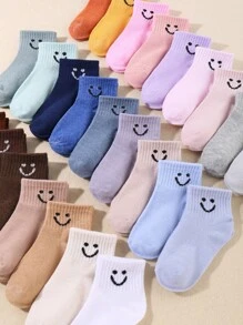 15 Pairs Of Baby Random Socks Baby Solid Color Elastic Socks Kids Casual Cartoon Socks Boys Girls Everyday Mid-Tube Socks