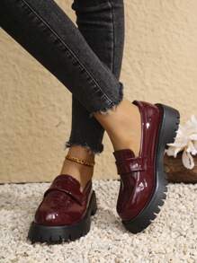 Women's Thick Sole Mary Jane Shoes, British Style French Round Toe Retro Slip-On Flats, Soft Comfort Office Casual Loafers