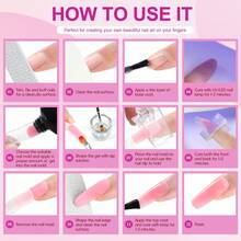 peacecolor 38 件装聚氨酯指甲油套装，带防滑液 UV 指甲灯 7ML 底漆和哑光亮面漆，美甲工具，快速成型模具和透明假指甲固定夹，指甲装饰闪光，适用于白色、紫色、粉色、透明橙色聚氨酯延长凝胶套装，适合女性女孩 DIY 指甲油礼物 - 彩色 - 查看 10