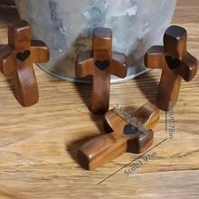 1 chiếc, Đồ trang trí thánh giá bằng gỗ thanh lịch, Thánh giá bằng gỗ cầu nguyện tinh tế, thích hợp để trang trí nhà cửa và văn phòng, hoàn hảo để trang trí sáng tạo làm quà tặng cho bữa tiệc. - màu nâu - Xem 3