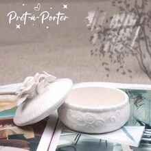 1 件优雅白色陶瓷玫瑰珠宝盒 - 椭圆形饰品和戒指收纳盒，带雕像细节，适合梳妆和送礼 - 白色 - 查看 2