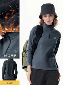 TECTOP 女士经典款抓绒套头卫衣，长袖，柔软轻盈，适合冬季穿着，随机图案，滑雪服 - 灰色 - 查看 4