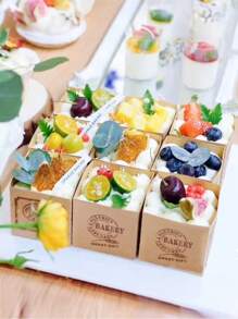 30 件装牛皮纸松饼纸杯蛋糕衬垫烘焙杯，方形北海道戚风蛋糕纸烘焙杯，加厚方形牛皮纸杯，适合派对、家庭使用 - 彩色 - 查看 4