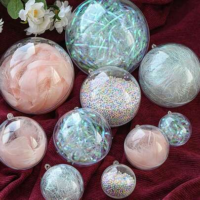 20 个装饰球套装，10 个 8 厘米亚克力球，5 个 3 厘米-12 厘米透明装饰塑料球，空心球体用于 DIY 圣诞装饰，适用于节日、婚礼、派对、圣诞节、平安夜、购物中心、家居装饰