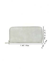 Plain Color Zip Waxed Leather Wallet Suitable For Daily Commute And Travel Christmas Gifts Gift Thanksgiving Gifts For Women Wallet Purse Wallet Long Wallet