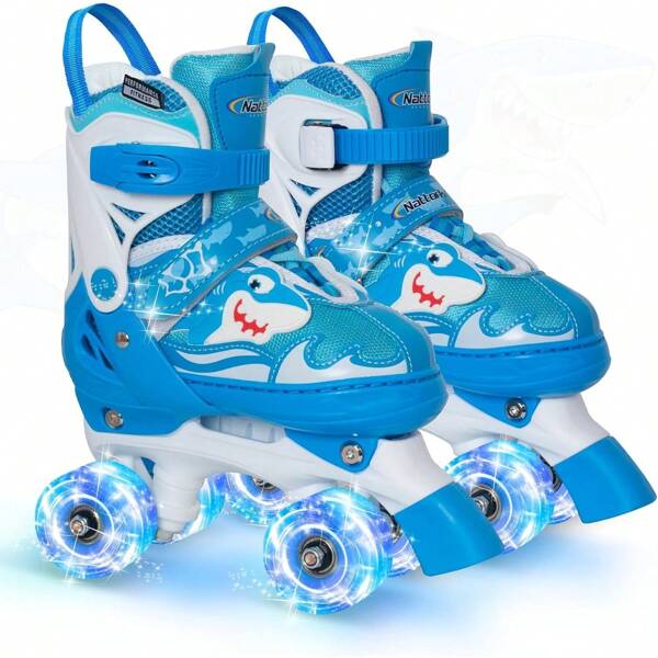 Roller Skates For Kids, Adjustable Light Up Rollerskates For Girls Boys, Green Blue Purple Pink Skates For Toddler,Beginner Kids Roller Skates Indoor Outdoor