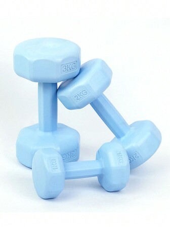 1 件实心塑料涂层防滑哑铃，适合健身爱好者、青少年、办公室工作人员室内/室外锻炼，如俯卧撑、深蹲、瑜伽、抬腿、臀桥（腿部/臀部锻炼器材）健身房配件