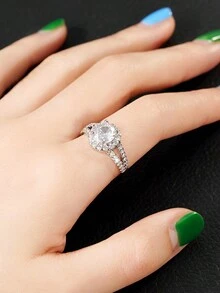 1 Chiếc nhẫn Cubic Zirconia lãng mạn dành cho phụ nữ dùng để trang trí tiệc cưới, đính hôn, quà tặng ngày lễ tình nhân - 1 # - Xem 3