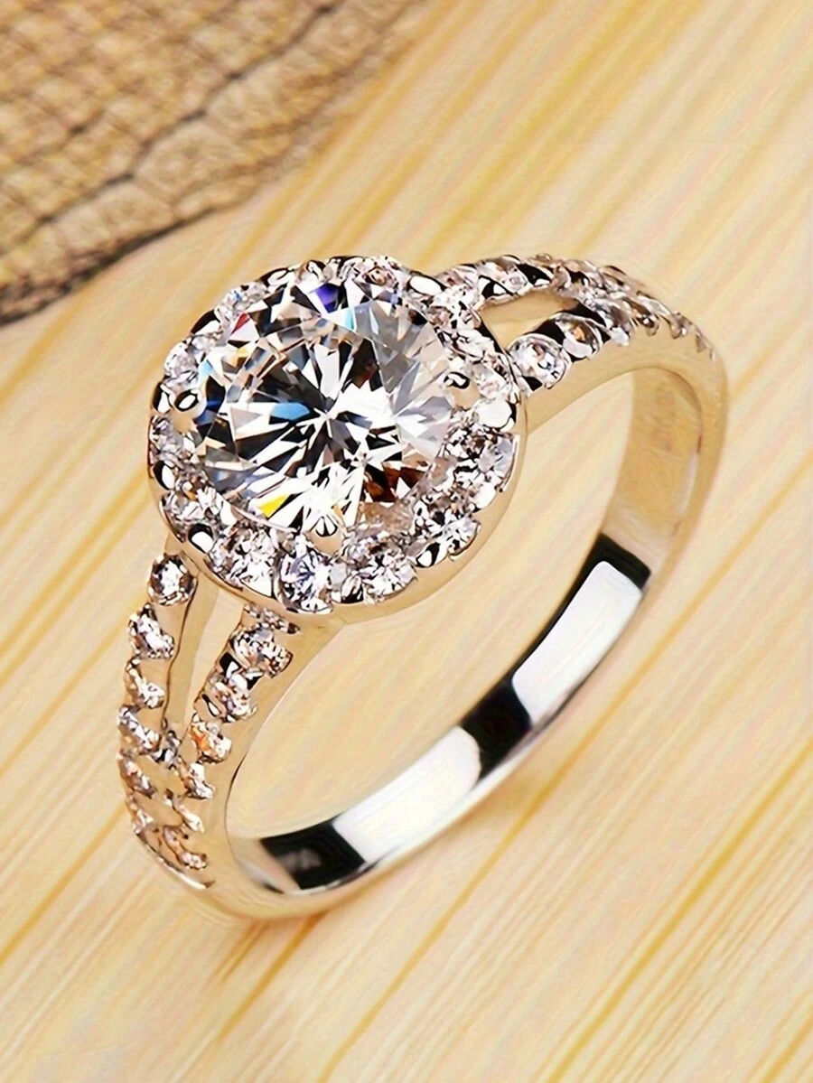 1 Chiếc nhẫn Cubic Zirconia lãng mạn dành cho phụ nữ dùng để trang trí tiệc cưới, đính hôn, quà tặng ngày lễ tình nhân - 1 # - Xem 1