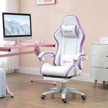 Vinsetto Computer Gaming Chair, PU Leather Desk Chair With Footrest, Swivel Task Chair With 135° Reclining Back And Lumbar Support, PC Chair For Adults - Purple - View 1