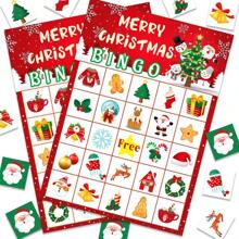 Set da 37 pezzi Gioco del bingo natalizio per adulti da 24 giocatori, carte del bingo natalizie, giochi natalizi per attività di classe, feste in famiglia, regalini, forniture per le vacanze di Natale