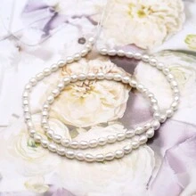 1 串 A 级 100% 天然淡水珍珠米粒形迷你珠子饰品 DIY 女士男士项链首饰制作配件日常礼物 - 白色 - 查看 7