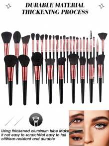 51pcs Makeup Brush Set Including: 32pcs Face, Eye, Eyebrow, Foundation, Blush, Mixing, Concealer, Lip, Detail, Nose Contour, Eyeliner, Powder, Nail, Face Mask Brushes, 1 Cleaning Bowl, 3 Mini Makeup Sponges, 3 Mini Heart Makeup Sponges, 3 Triangle Powder Puffs, 3 , 6 Mini