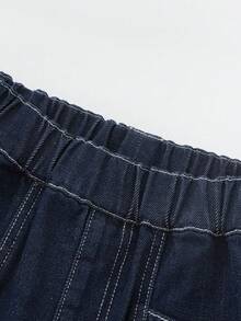 Balabala Quần Jeans Ống Thẳng Cho Bé Trai Mùa Thu 2024 Thời Trang Và Đa Năng - Denim màu xanh đậm - Xem 6