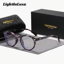 LightInLuxe 男女通用时尚全框椭圆形眼镜，休闲户外光学眼镜 - 彩色 - 查看 1