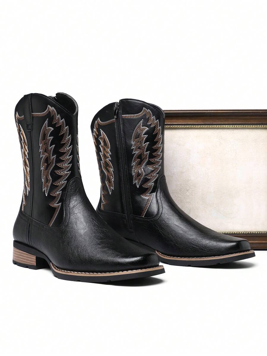 Men's High Top Leather Horse Boots - màu đen - Xem 1