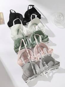 5pcs/Set Seamless Underwire Bras With Adjustable Cups To Lift And Support - Multicolor - View 2