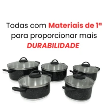 5 Piece Aluminum Cookware Set Sturdy Casserole Black