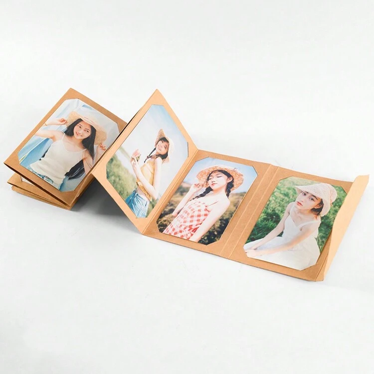 1개 6인치 사진 엽서 컬렉션 앨범, accordion 스타일 DIY 접이식 사진 앨범, 접이식 카드 슬리브 앨범, 카키 - 카키 - 보기 8