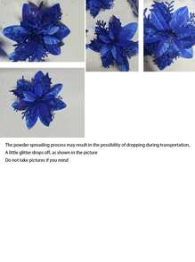 6 件/套人造圣诞一品红花，假圣诞树装饰，适合圣诞派对装饰