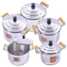 Polished Aluminum Cookware Set With Wooden Handle Size 14/16/18/20/22 - National Product - 灰色 - 查看 1