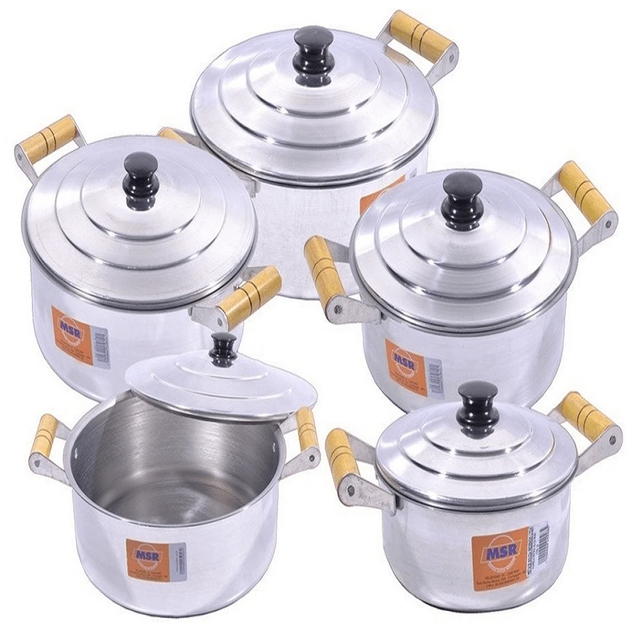 Polished Aluminum Cookware Set With Wooden Handle Size 14/16/18/20/22 - National Product - 灰色 - 查看 1