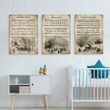 Framed 3pcs Vintage Carol Canvas Paintings, Sheet Music Hymns, Festival Art Printed Posters, Ideal Gifts For Living Rooms And Bedrooms, Holiday Decorative Wall Art Wall Decoration, Home Decoration Materials, Wall Art, Room Decoration - Khaki - View 9