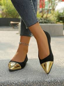 Giày đế bằng mũi nhọn thời trang nữ mới, giày lười tối giản thoải mái đa năng thích hợp cho hoạt động ngoài trời - màu đen - Xem 4