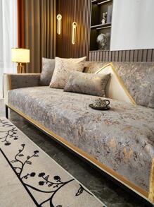 1 szt. Luksusowy złoty nadrukowany europejski pokrowiec na sofę - przyjazny dla zwierząt, antypoślizgowy, uniwersalny pokrowiec na sofę na cztery pory roku, odpowiedni do salonu, sypialni, dekoracji biura