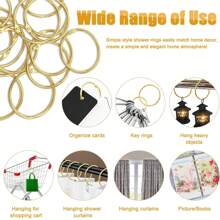 12 piezas Ganchos de cortina de ducha dorados Anillos de metal grueso resistente al agua y al óxido de acero inoxidable Material de fácil instalación que no se desliza fácilmente Anillos de cortina Hebilla de cortina Adecuado para baño, dormitorio, sala de estar, suministros y accesorios de ventana Decoración de baño Decoración de otoño Accesorios de baño Regreso a la escuela