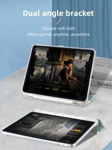 1 个透明笔槽三折线描贝壳彩绘平板平板电脑保护套，内置笔槽的 TPU 软壳，三折支架，磁性睡眠/唤醒，海洋生物/极简主义/个性化/创意设计，兼容 iPad Mini6/9.7/10.2/Air4/Air5/10.9/Pro 11 英寸/第 10 代/iPad Air 11 英寸 (M2)-2024、Tab A8 10.5 英寸 2022，产品不包括笔 - 彩色 - 查看 6