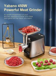 Yabano Electric Meat Grinder, Heavy Duty Meat Mincer, Sausage Stuffer Maker, Food Grinder With Sausage & Kubbe Kit, 2 Grinder Plates, Stainless Steel (Black) - US A Type Plug(110-127V) - View 8