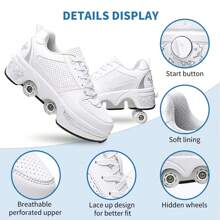 preyrocbirds Scarpe con rotelle, pattini a rotelle, skateboard, scarpe per bambini con rotelle, scarpe da pattinaggio, scarpe da ginnastica con ruote per ragazze e donne