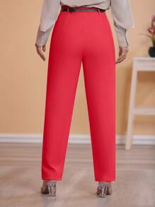 STYLE FASHION Wide-Leg Pants With Belt / Color Military Green, Black, , Brown / Tailored / Wide-Leg Pants / Summer Winter / Christmas Collection / Elegant / Casual / Stylish / Feminine / Christmas Look / Light / Comfortable / 2024 Collection - 紅色 - 查看 2