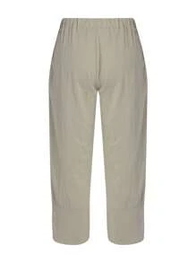 Women Summer Ninth Pants, Solid Color Middle Waist Loose Casual Trousers With Pockets For Girls, 5 Colors, S-5XL