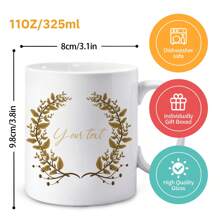 1 pièce, Mug personnalisé de 325 ml, imprimé de feuilles brunes, style rustique de campagne automnale, mignon et doux, convient comme cadeau pour fille, Saint-Valentin, meilleure amie, amie, mère, être cher, tasse rose ou noire, cadeau pour la fête des enseignants - multicolore - Voir 2