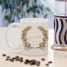 1 pièce, Mug personnalisé de 325 ml, imprimé de feuilles brunes, style rustique de campagne automnale, mignon et doux, convient comme cadeau pour fille, Saint-Valentin, meilleure amie, amie, mère, être cher, tasse rose ou noire, cadeau pour la fête des enseignants - multicolore - Voir 3