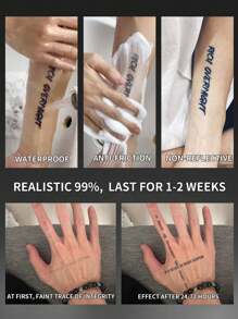 1Pc English Cross Temporary Tattoos Waterproof Sweatproof Last For 1-2 Weeks Realistic Herbal Juice Non-Reflective Anti-Friction Faux Black Fake Tattoos For Men And Woman Tattoo Stickers For Arm, Chest, Waist, Back, Abdomen, Leg Modernist Body Art