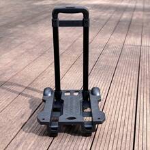 带手柄的可折叠便携式行李车、手推车、购物车、手推车，用于货物、杂货、购物销售 - 黑色 - 查看 3