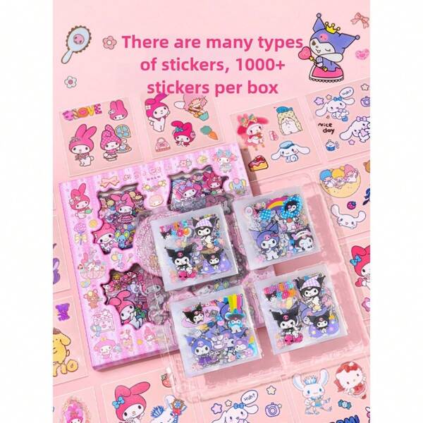 Sanrio Presente de Natal Sanrio HelloKitty Adesivos 100 Folhas Melodia Não Repetitiva Adesivos de Conta PET Adesivos de Copo de Água de Desenho Animado