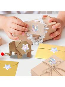 500 张/卷激光银色和金色星形贴纸，适用于学生和教师奖励表，金属箔闪光，防水和可移除不干胶标签，学校用品，返校 - 彩色 - 查看 4