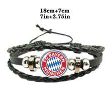 1 chiếc vòng tay dây da dệt thủ công cổ điển có logo câu lạc bộ Liên đoàn Châu Âu & mặt đá quý, phụ kiện dành cho người hâm mộ bóng đá, quà tặng tốt nhất - Nhiều màu - Xem 3