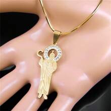 天主教圣裘德视频项链 男女款不锈钢金色/银色圣裘德祈祷护身符链首饰 - 項鍊 - 查看 4