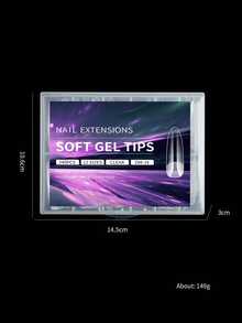 240 chiếc móng tay giả dài XXL phủ toàn bộ và một nửa 2 trong 1 dạng lì dạng gel mềm nối nhanh cho phụ nữ và trẻ em gái làm móng tay ấn vào móng tay tự làm - Trong sáng - Xem 6